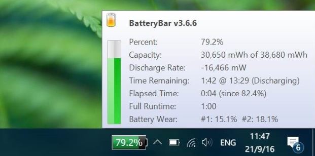 BatteryBar giúp đo lường chính xác trạng thái pin laptop BatteryBar giúp đo lường chính xác trạng thái pin laptop