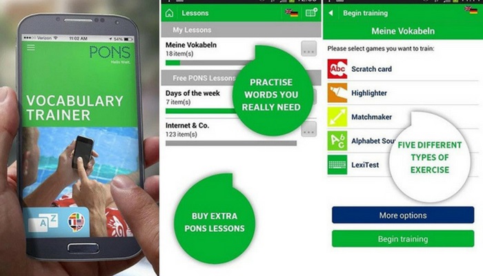 Ứng dụng PONS Vocabulary Trainer dịch hay trên điện thoại