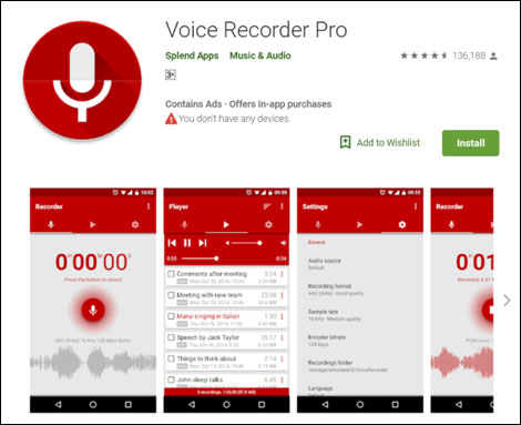Phần mềm miễn phí Voice Recorder Pro