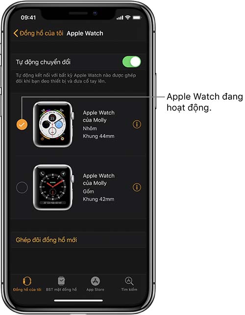 Tự động kết nối với Apple Watch khác