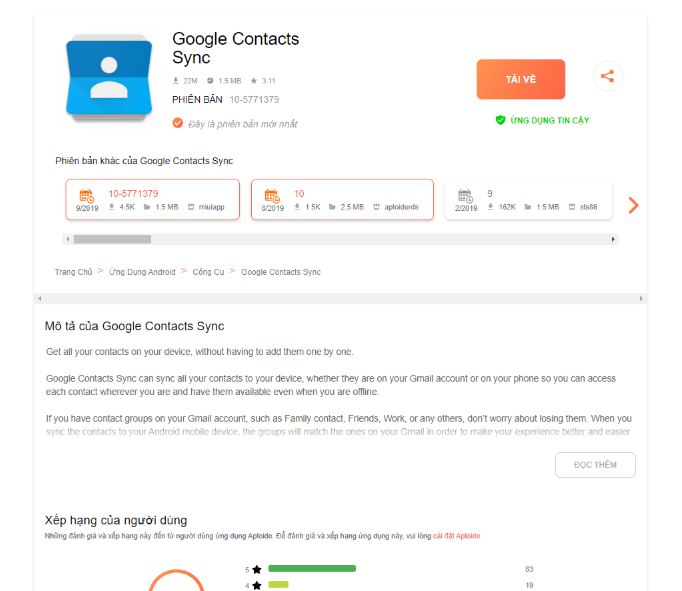 Công cụ hỗ trợ đồng bộ danh bạ nhanh chóng Google Contacts Sync