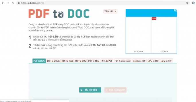 Công cụ PDF to DOC hỗ trợ giải nén file PDF sang Word