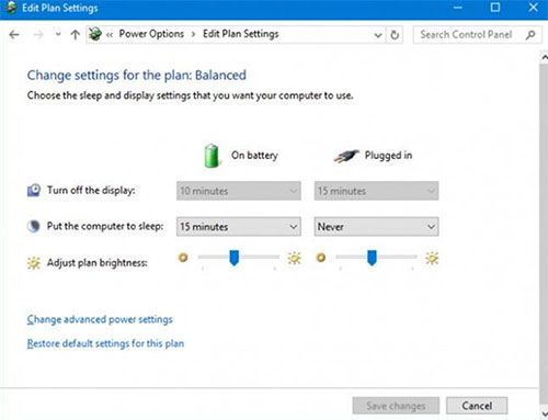 Sử dụng Control Panel để điều chỉnh độ sáng màn hình Windows 10