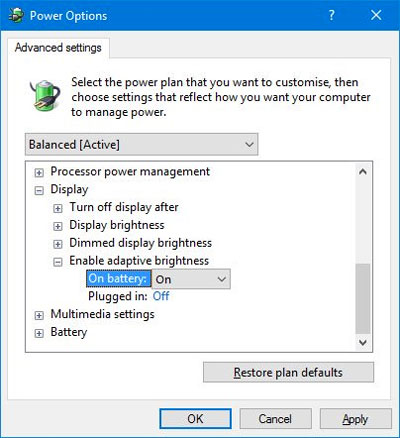 Sử dụng tính năng độ sáng tương thích trên Windows 10