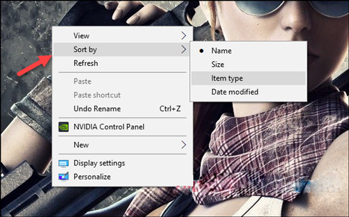 Cách sắp xếp icon trên Desktop (3)