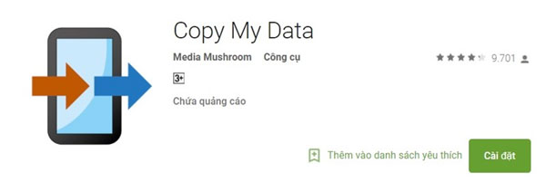 Tải phần mềm Copy My Data từ Google Play và App Store về 2 điện thoại