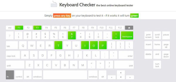 Sử dụng trang web keyboardchecker.com