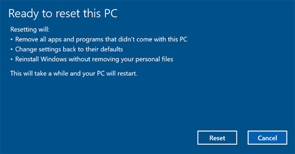 Khôi phục cài đặt gốc trên Windows 10 không bị mất dữ liệu (4)