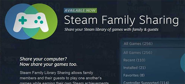 Tính năng Tính năng  Steam Family Sharing giúp bạn có thể chia sẻ các tựa game đang sở hữu trên nền tảng Steam