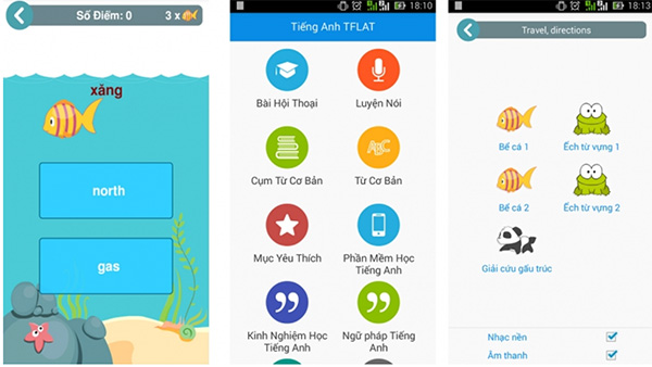 phần mềm từ điển Anh Việt TFLAT trên Mobile