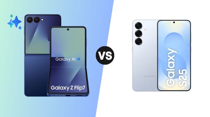 So sánh Samsung Galaxy Z Flip 7 và Galaxy S25 về thiết kế